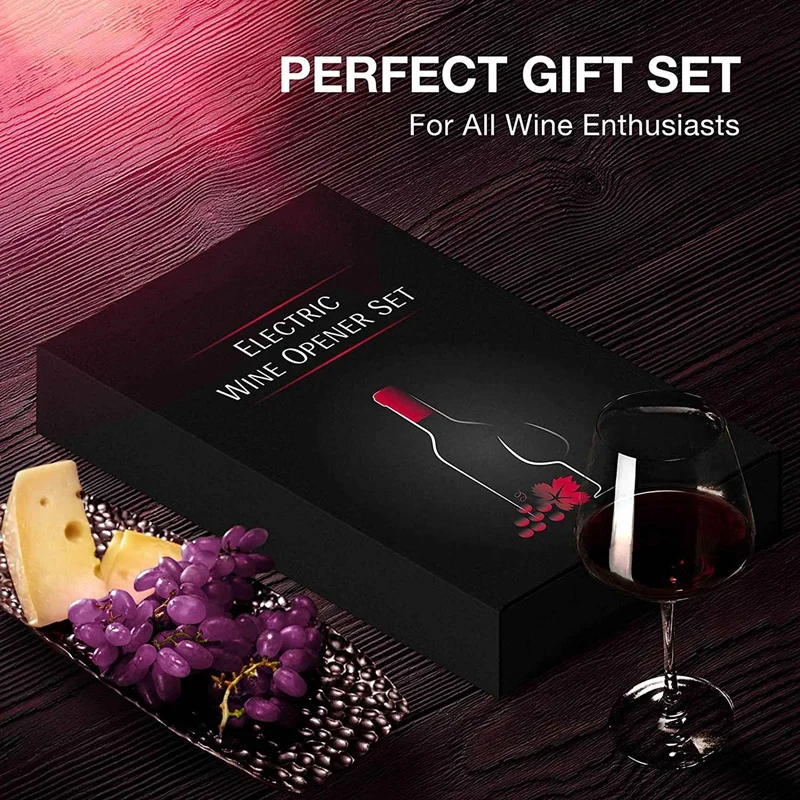 Electric Wine Opener Set Rechargeable Batteries And USB Charging Cable Electric Corkscrew Opener With Foil Cutter