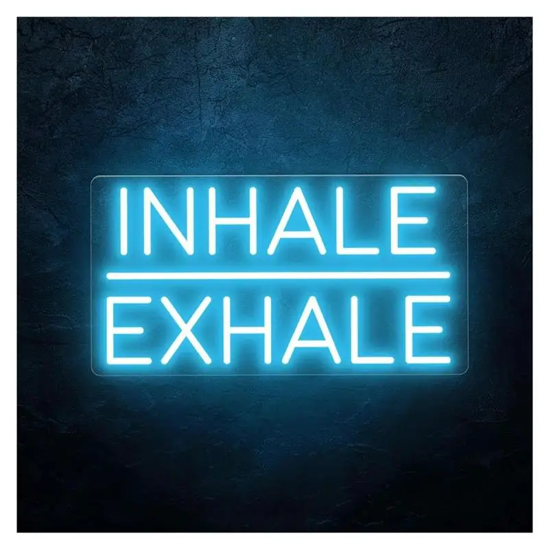 Inhale Exhale Neon Sign Light Dimmable USB Powered For Fitness Yoga Gym Business Store Office Wall Art Decor 15.75inx7.87in