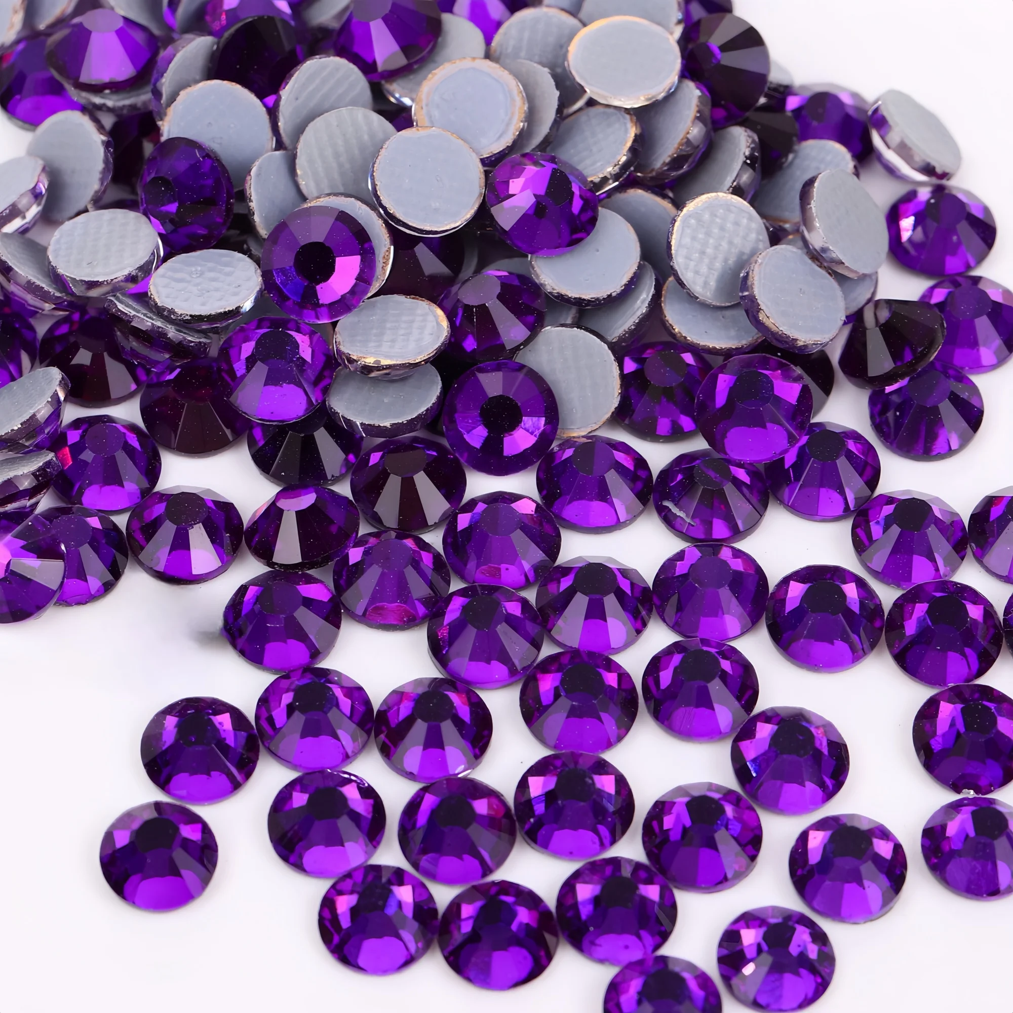 SS6-30 الإصلاح الإصلاح الملكي البنفسجي الأرجواني بريق الزجاج حديد مسطح على أحجار الراين للنسيج الملابس سحر DIY بها بنفسك مجوهرات اكسسوارات #1