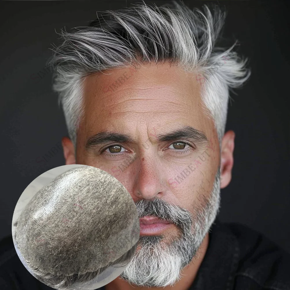 سوبر خط الشعر الطبيعي 1B40 1B80 رقيقة رجل الشعر المستعار بني داكن شقراء شعر بشري أسود شعر مستعار غير قابل للاكتشاف دائم ميكو الجلد الاصطناعي #1