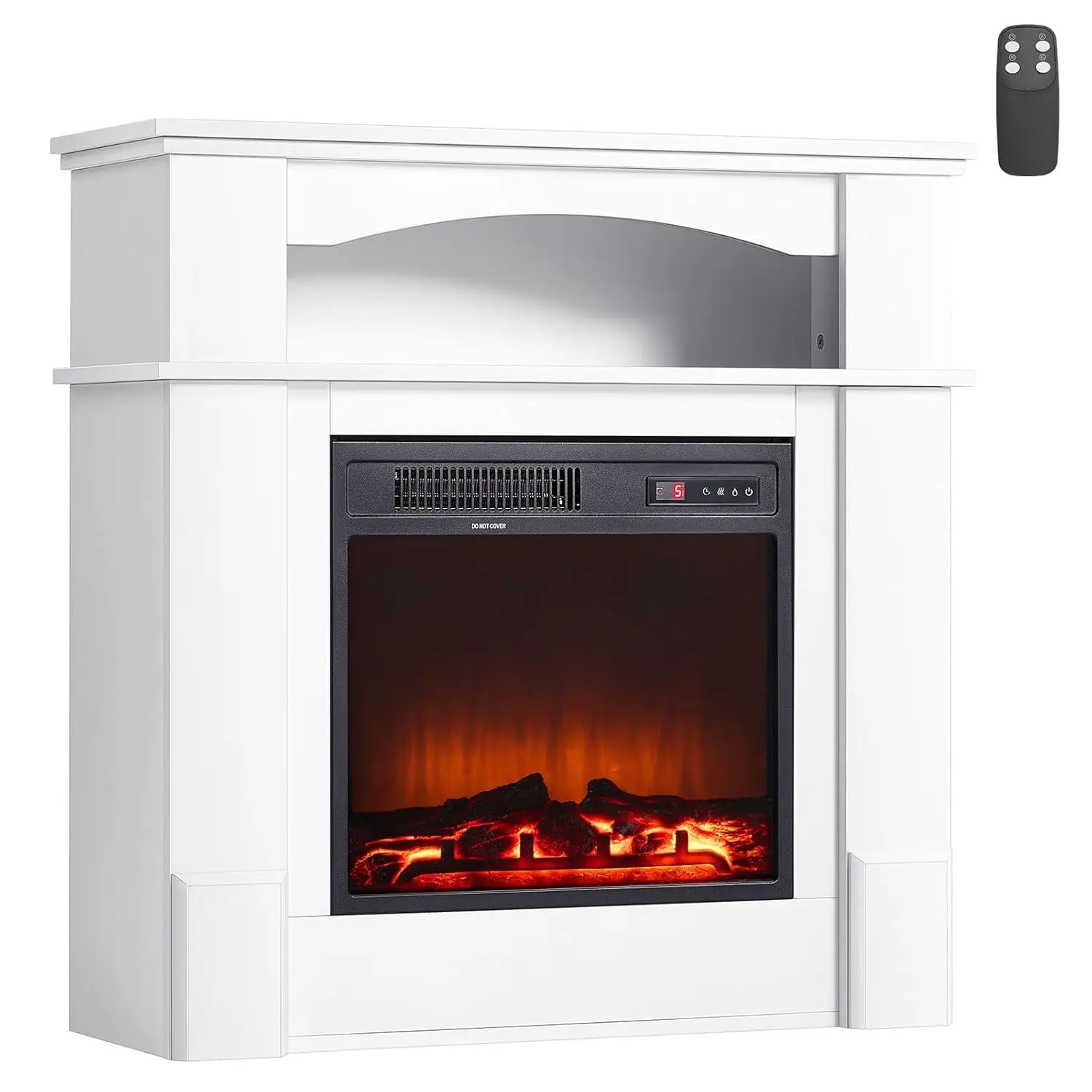 

33 inch Freestanding Fireplaces, 1500W 5120BTU Fake Electric Fireplace Stove Heater with Mantel, Overheating, Customized