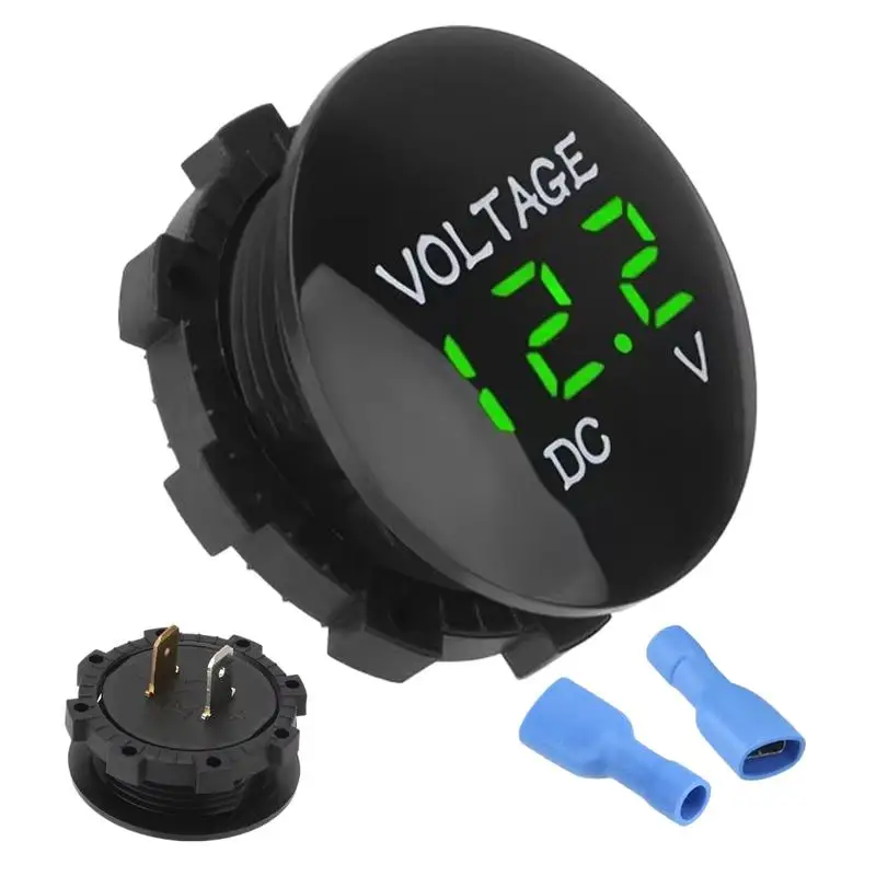 Battery Voltage Meter LED Digital Display Voltage Gauge With Terminals Digital Voltage Display Battery Monitor For Car