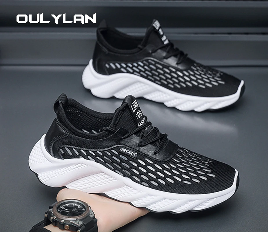 Oulylan Lightweight Running Shoes For Men 2024 Designer Mesh Casual Sneakers Lace-Up Male Outdoor Sports Tennis Shoe