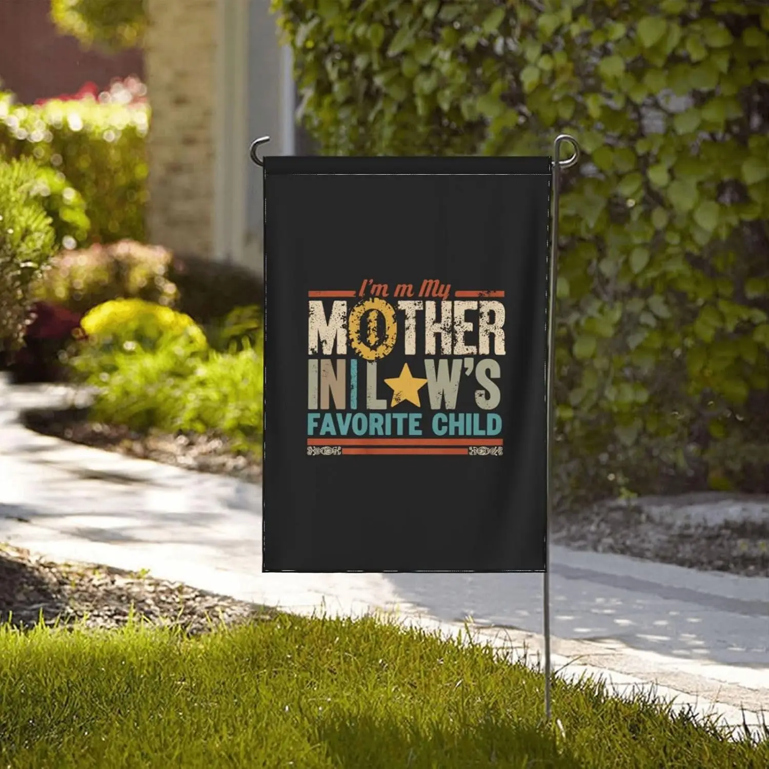 I'm my mother in law's favorite child Garden Flags Novelty Garden Flag 12x18 Double Sided House Flag for Home Garden AAS
