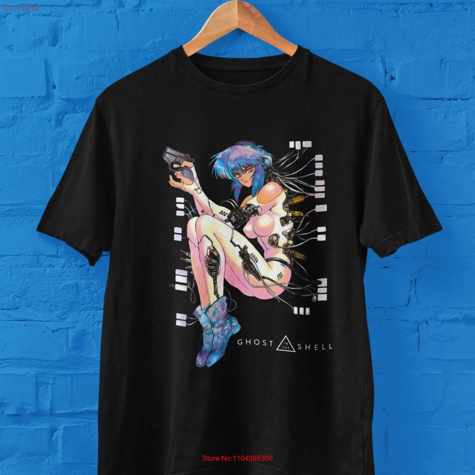 The Ghost In Shell Anime Crewneck T shirt Motoko Kusanagi Japanese Retro Manga for fan Movie long or short sleeves