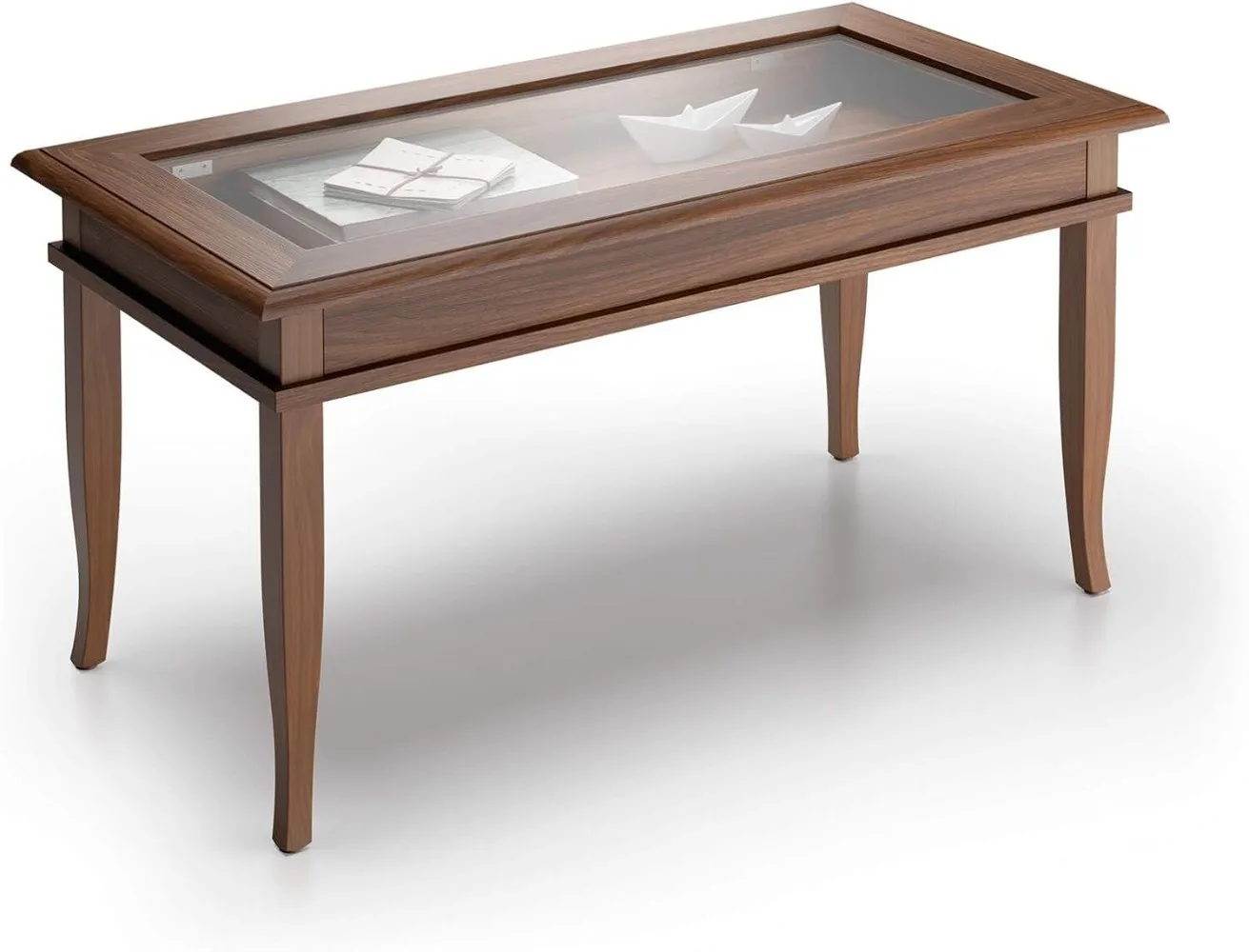 Mobili Fiver, Classico Coffee Table, Walnut, Laminate-Finished/Glass, Modern Coffee Table, Italian Furniture