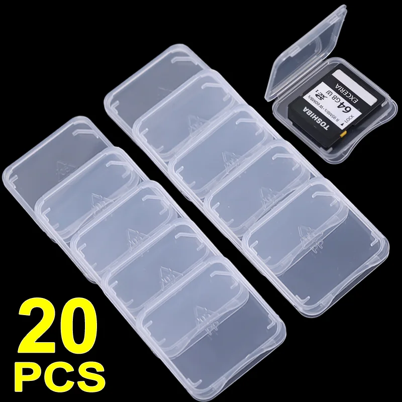 1-20PCS Transparent TF/SD Memory Card Case Holder Box Storage Boxes Memory Card Portable Mini Clear SIM Card Dustproof Box Bag