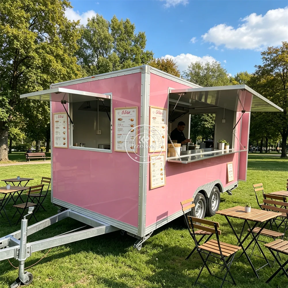 

Commercial Street Food Truck BBQ Grill Juice Ice Cream Food Trailer Mobile Catering Trailer With Fully Equipped Kitchen Setup