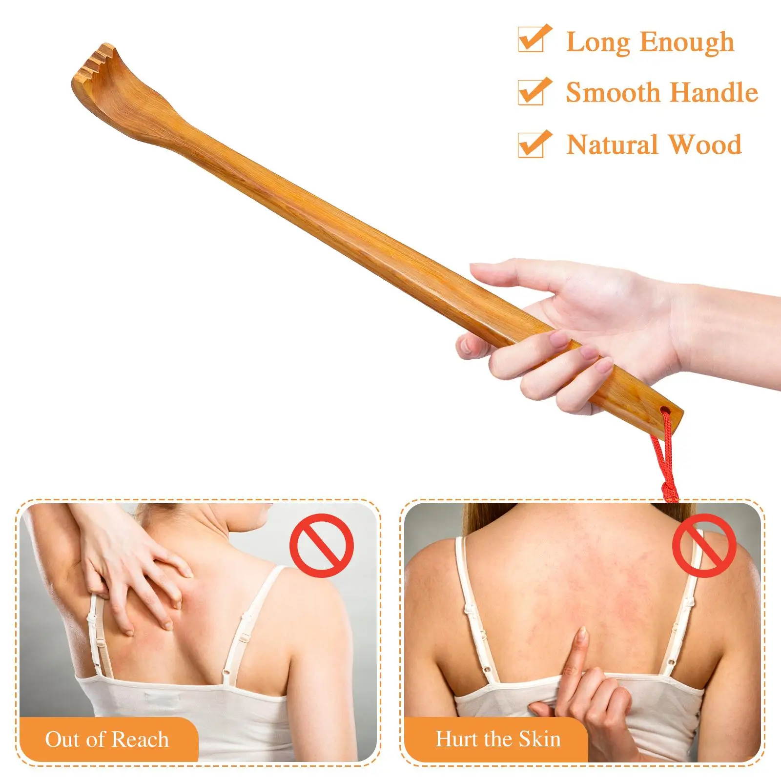 Massager Back Scraper Backscratcher Grabber Scratching Stick Wooden Shoulder Man