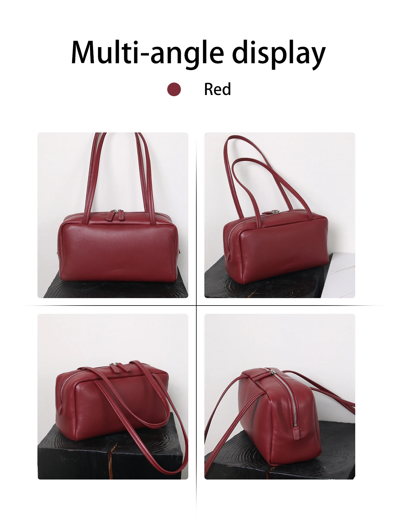 2026 Modische Neue Hochwertige Textur Oberste Schicht Schafsleder Minimalistische Retro Bowling-Tasche Leichter Luxus Boston Weiche Leder-Kissen-Tasche – Detail 4