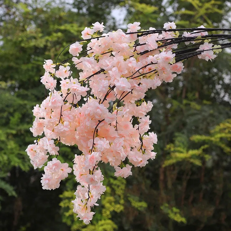 140cm Artificial Cherry Blossom Branch Long Silk Cherry Blossom Branch Wedding Decoration Arch Party Home Garden Decoration