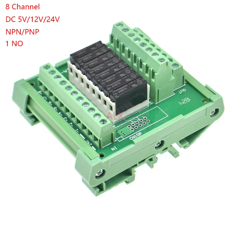 8 Channels relay module C45 DIN Rail Mount APAN3105 APAN3112 APAN3124 1NC 5A 5V 12V 24V DC PNP NPN PLC control