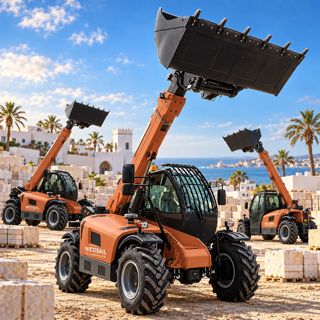 Rough Terrain Telescopic Handler with Enclosed Cab for Construction Logistics