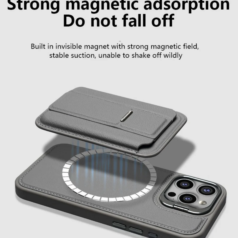 Magnetic Wireless Charging Leather Wallet Phone Case for iPhone 16E 16 Pro Max 15 Plus 14 13 12 Flip Stand Cover Card Bag Coque