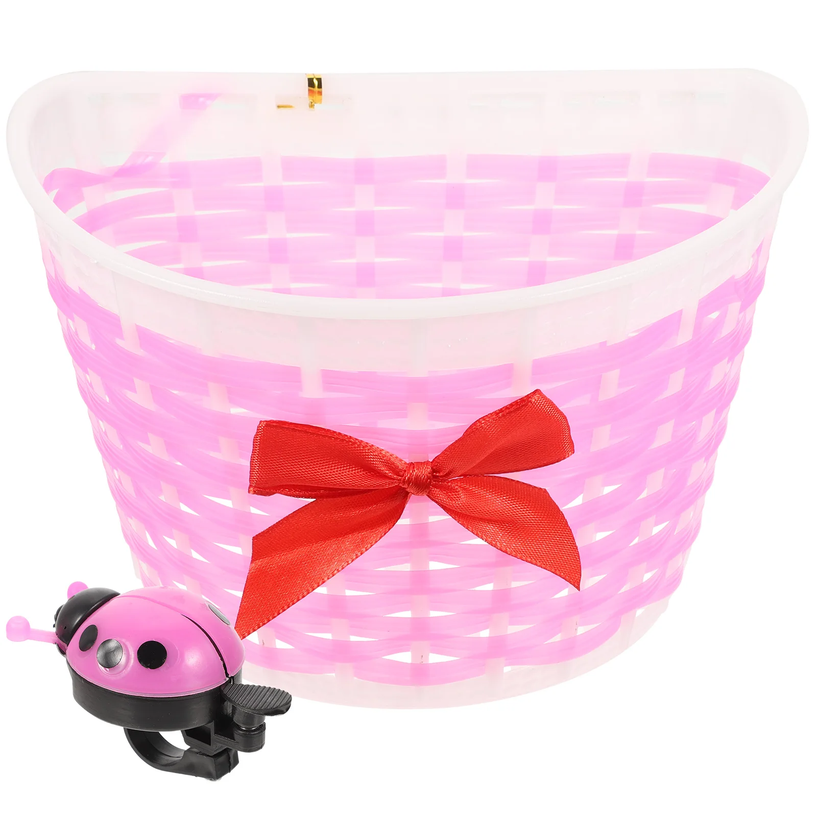 

Plastic Handmade Kids Bike Basket for Girls Pink Scooter Storage Baskets Bicycle Accessories Design Environmental
