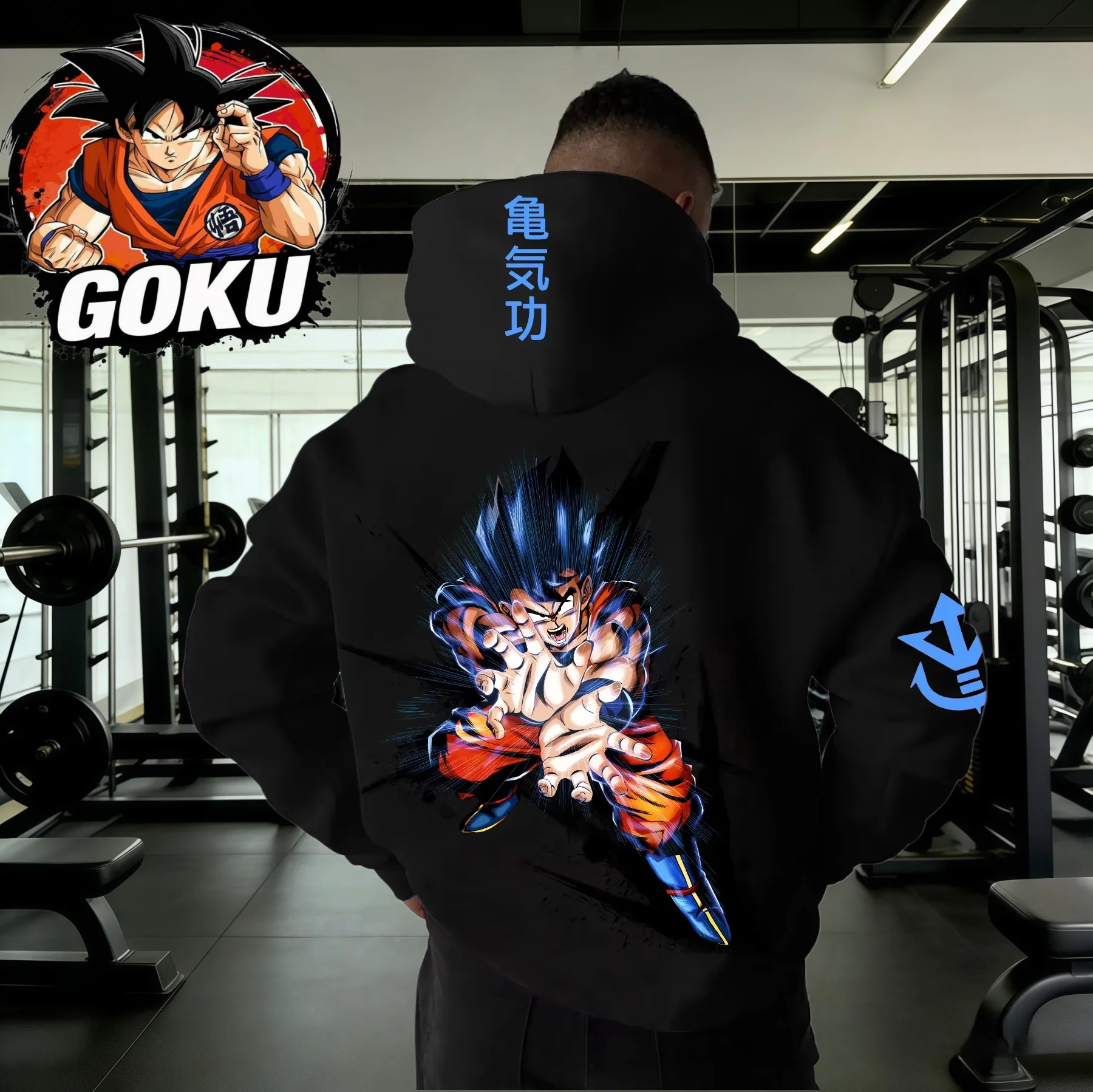 

2026 Autumn Winter Dragon Ball Retro Gym Hoodie 100% Cotton Goku Kamehameha Print Oversized Fitness Streetwear for Men Women
