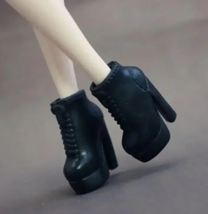 Doll shoes boots black silver high heels flat foot accessories for your BB dolls BBI20201021B