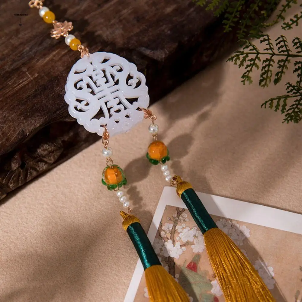 Çin Tarzı Yeşim Sarkık Boncuk Püskül Vintage Tibet Retro Bel Kolye Nefis Çok Yönlü Hanfu Yasağı Adım Bel Aksesuarları