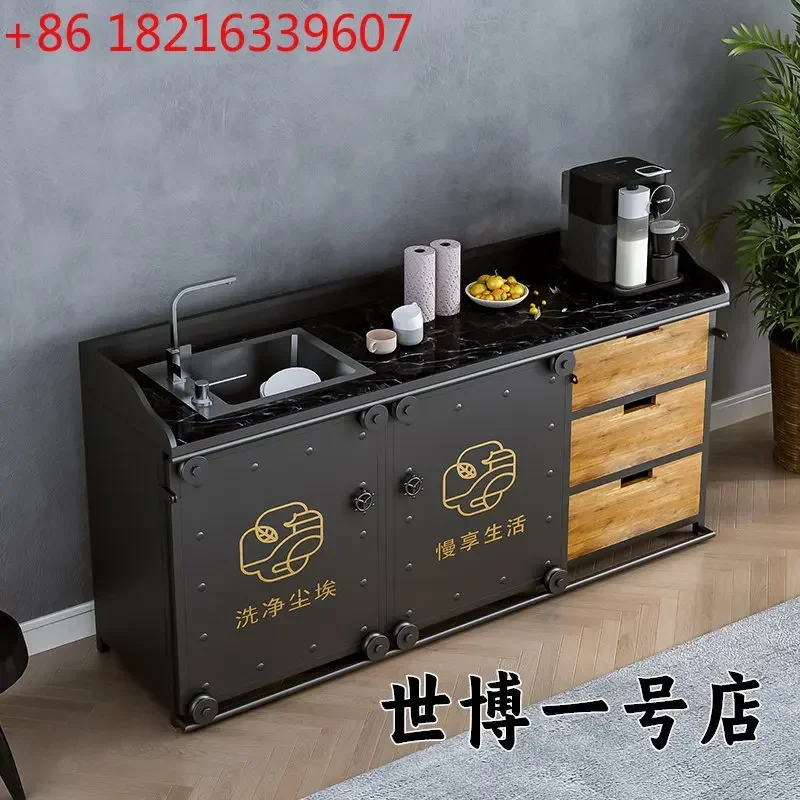 TAO  Retro industrial style creative restaurant Washing table Washing cabinet Storage cabinet Kitchen sink integrated cabinet