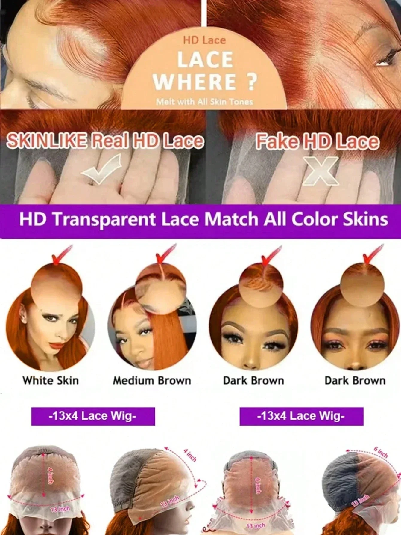 Orange Ginger Curly 13x6 Lace Front Wigs Human Hair For Women Deep Wave 13x4 Lace Frontal Wig 350 Colored Pre Plucked Brazilian image 5