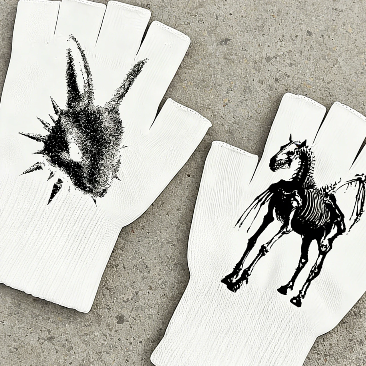 White knitted gloves featuring - Fingerless Glove Knit recension och pris