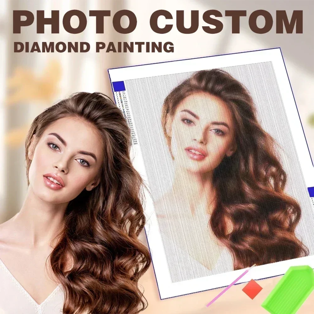 5D Diamond Painting Photo Custom Full Square/Round Drill Cross Stitch Private Custom Personalized Images Diamond Embroidery Set