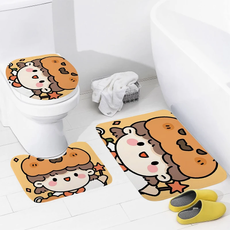 home bathroom floor mats Anime animal style Bath Foot mat modern bathroom accessories rug Toilet mat Bathtub anti-slip carpet