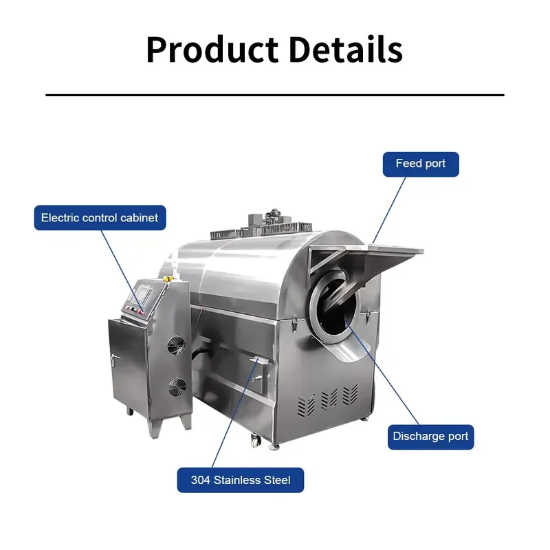 Energy Saving High Efficiency Electromagnetic Induction Roaster for Nuts Beans Grains Bakery Use Applications Soybean Corn