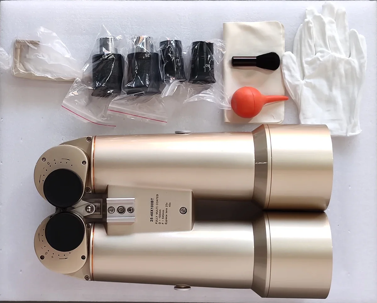 High Clear 25-40x100 SEMI-APO with 90 Angle BAK 4 Prism FMC Giant Astronomical Binoculars for Observing Sky Stars Moon