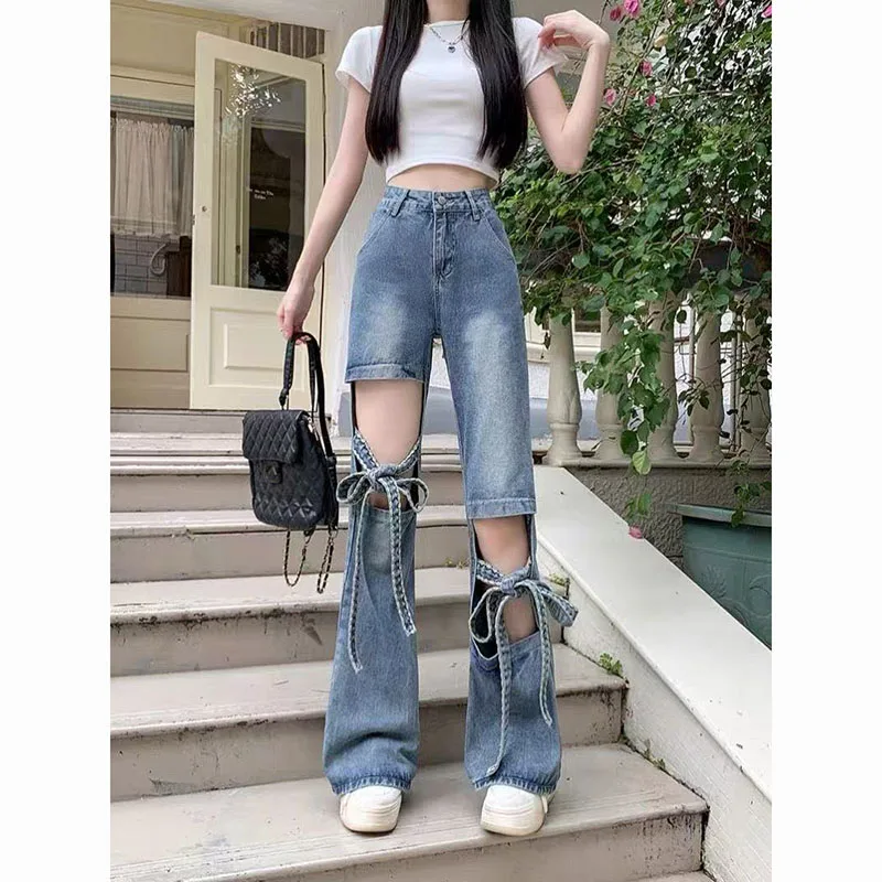 New 2025 Patchwork Leaky Leg Jeans for Women