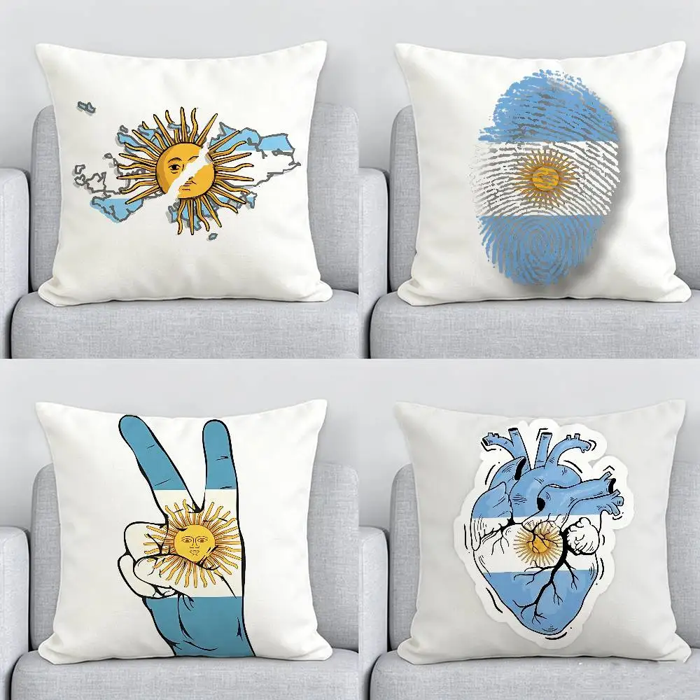 Argentina Passport Flag Logo Pillow Case Square Bedroom Sofa Leisure Comfort Cushion Car Home Decoration