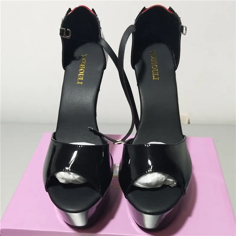 Sexy peep-toe stiletto heels with cross strap soles 15cm high heel pole dance performance Summer dance shoes