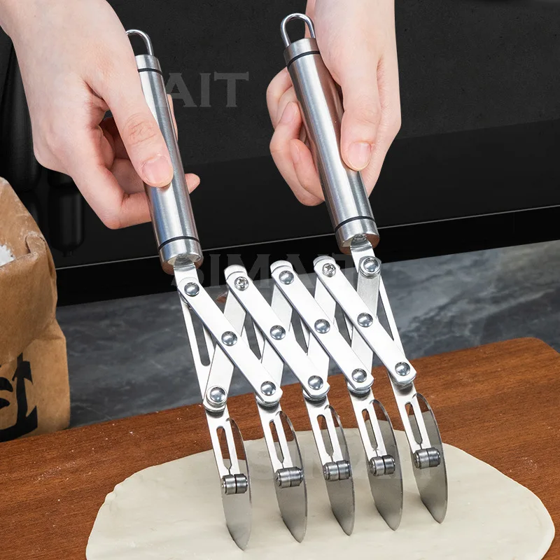 Handle Stainless Steel Multi-wheel Churros Tool, Noodle Cutter, Pizza Wheel, Kitchen Use