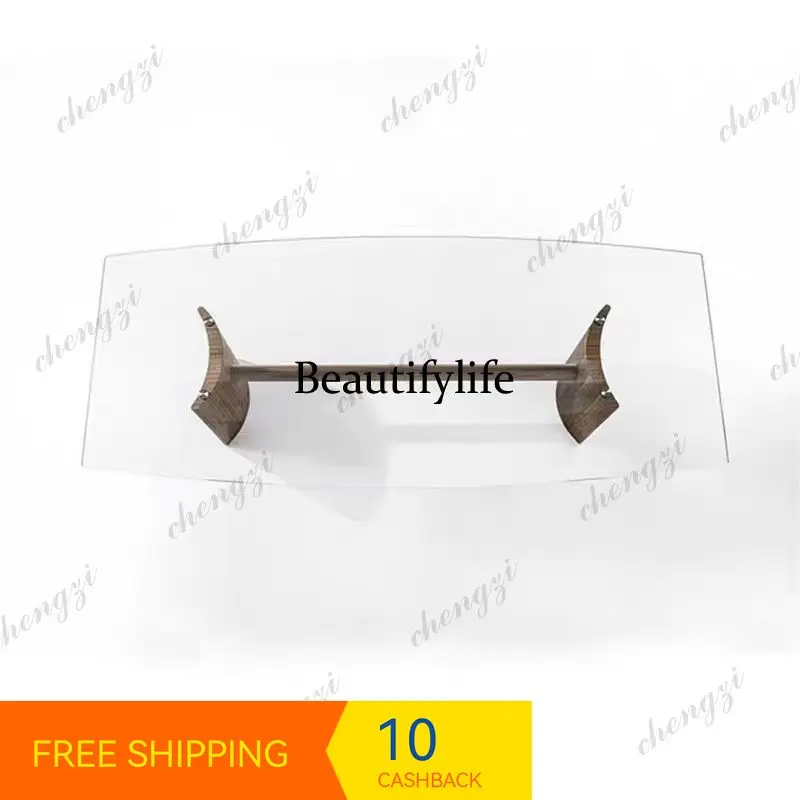 PP37 Italian dining table modern office building rectangular solid wood conference desk glass tea table