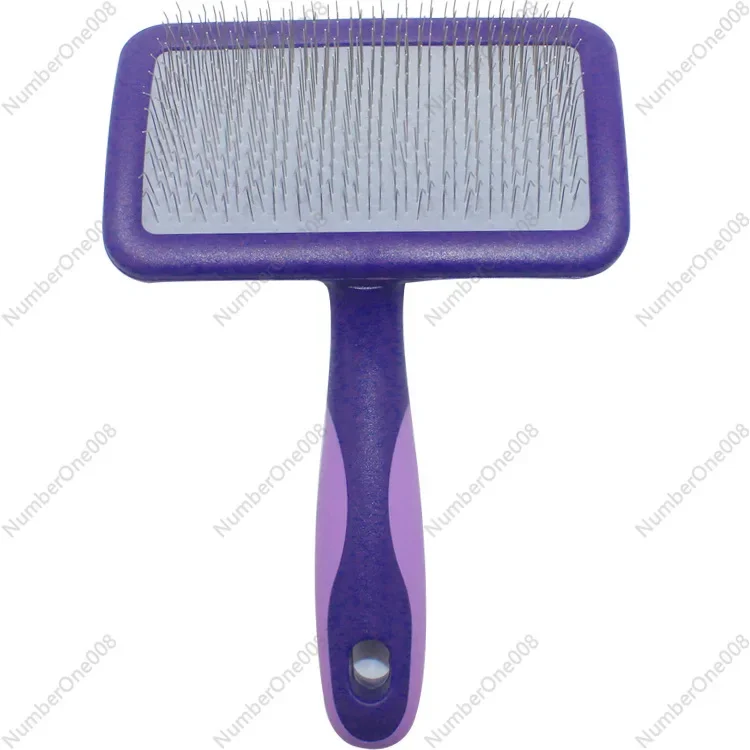 Curved Pet Grooming Brush Dual-Row, Efficient Deshedding Tool for Dogs Cats, Gentle Massage Rubber Handle