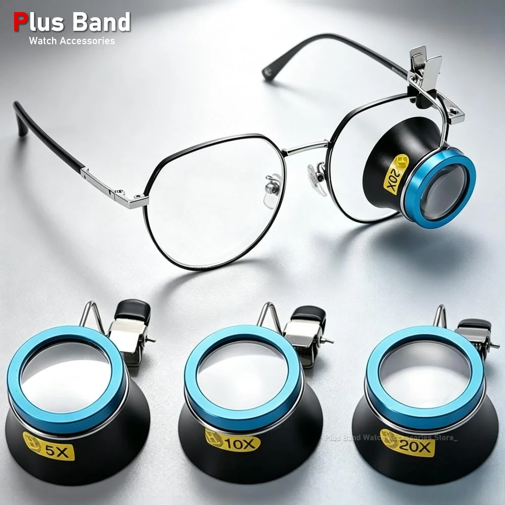 Watchmaker Repair Tool 5X 10X 20X Eyeglass Magnifier Clip-On Eye Loupe Magnifying Lens Portable Eyepiece Process Operation Tool