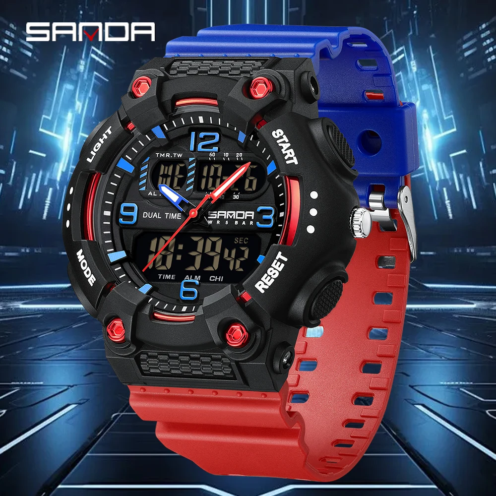 SANDA جديد 6181 موضة الطالب ساعة إلكترونية ضوء الليل تاريخ متعدد الوظائف مقاوم للماء طالب ساعة إلكترونية للرجال 2025 #1