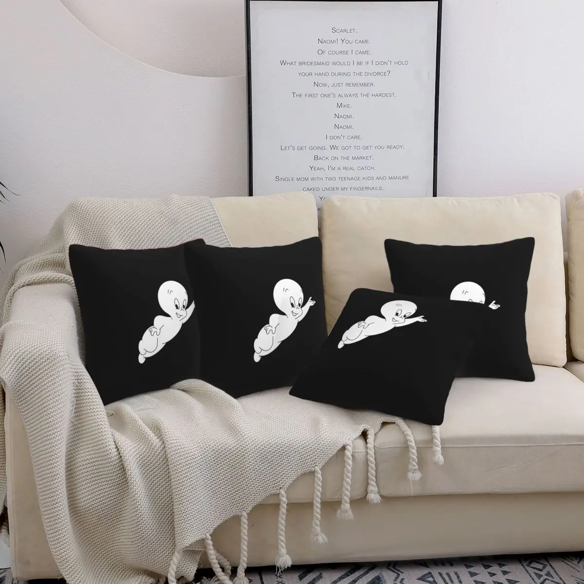 Casper The Friendly Ghost 90s 4 Uds funda de almohada cuadrada funda de cojín funda de almohada cómoda funda de almohada para el hogar dormitorio coche