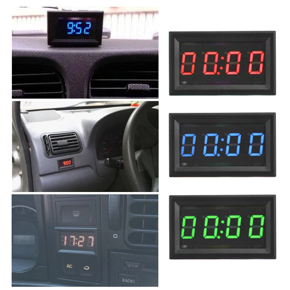 

Car Electronic Clock Car LED Display Clock Car Motorcycle Dashboard Digital Clock LED Digital Car Clock Decoration CR1220
