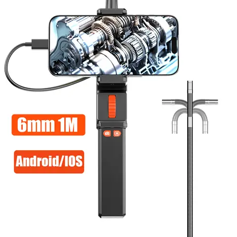 WDLUCKY 6mm 360° Articulating Borescope Endoscope Camera with Light, Car Endoscope Inspetions with Android/iOS Phone
