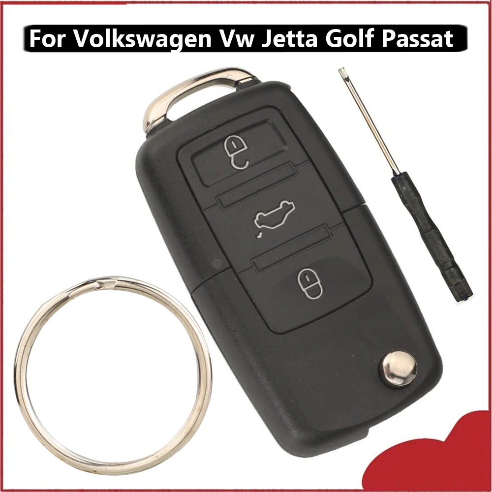 jingyuqin New Remote Car Key Flip Folding Shell Case For Volkswagen Vw Jetta Golf Passat Beetle Skoda Seat Polo B5