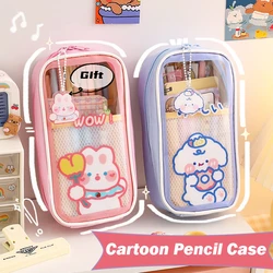 Kawaii Transparent Pencil Case Large Capacity Organizer Pen Box Korean Pouch for Girls Back to School Supplies Stationery