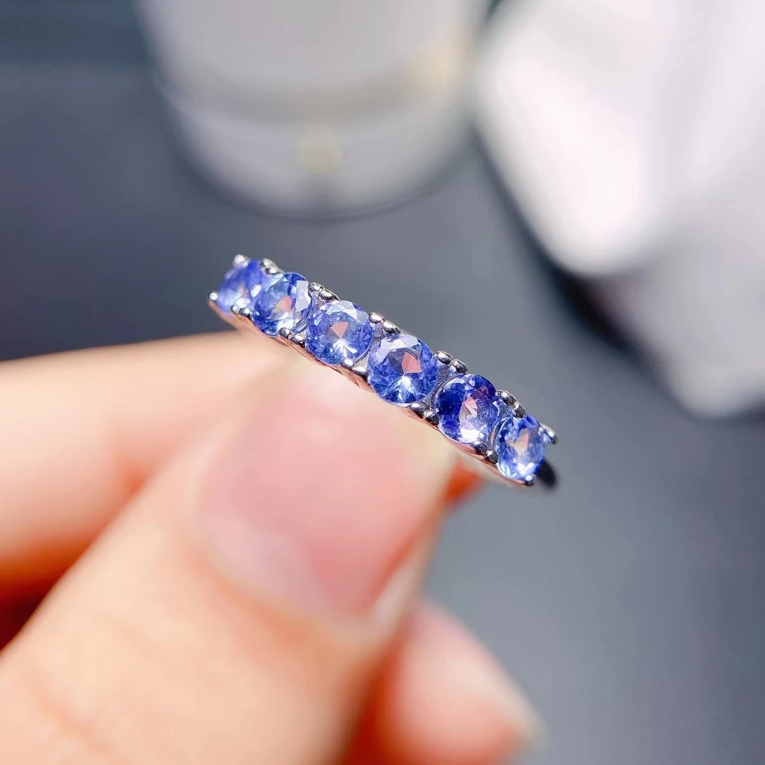 MeiBaPJ Natural Tanzanite Gemstone Many Beads Fashion Ring for Women 925 Sterling Silver Fine Wedding Jewelry