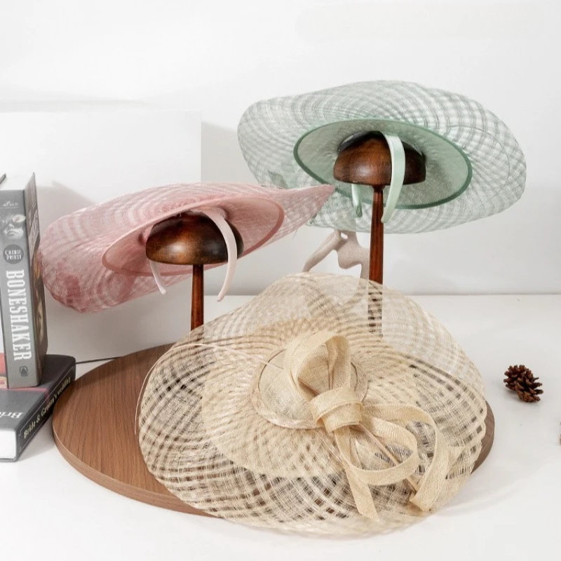High quality Sinamay Ladies Fascinator Hat Bow Headwear Cocktail Party Headpiece With Hairpin Bride Hair Accessories Headband view 6