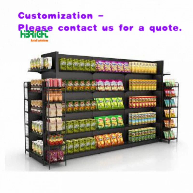 custom.Customized Product Display Showcase Supermarket Metal Gondola Shelves With End Rack