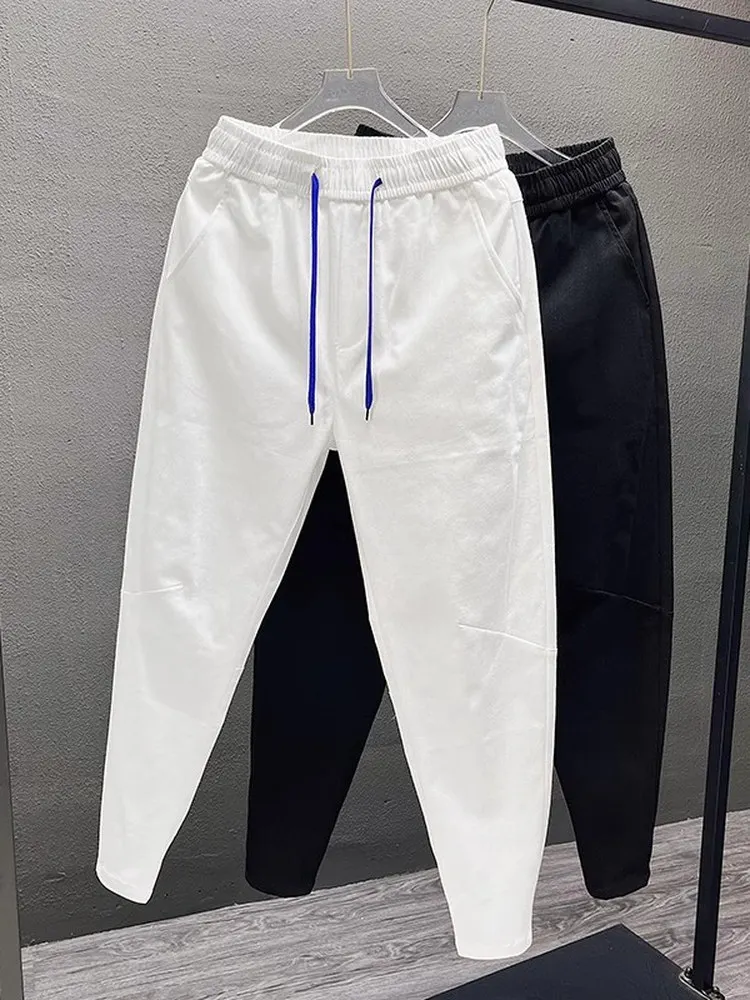 

Мужские повседневные брюки Slim Fit, летние эластичные однотонные брюки Harlan Sle, молодежные модные брюки из полиэфирного волокна, устойчивые к сминанию