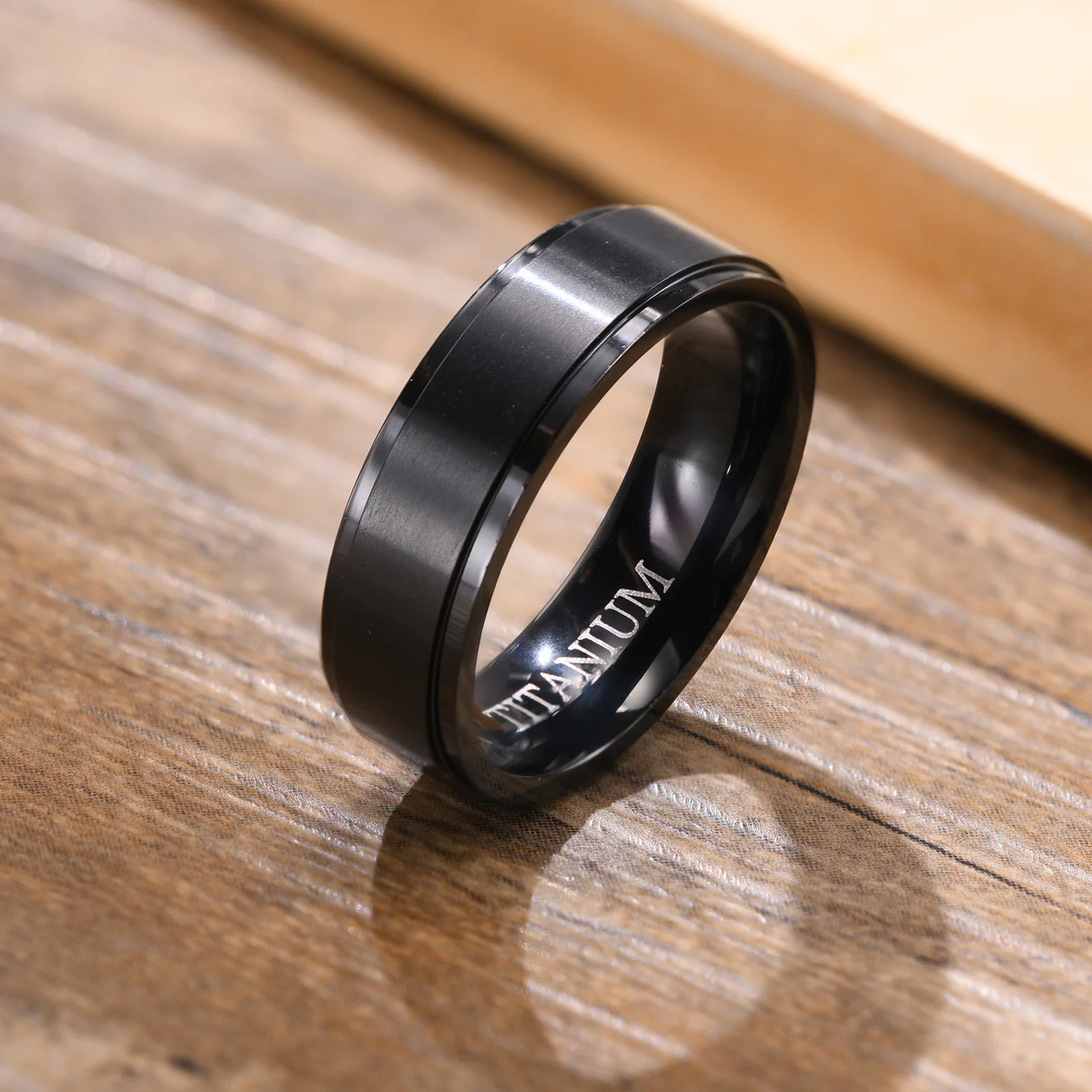 Vnox Classic Wedding Band Rings for Men Jewelry, 6MM Wide Black Titanium Metal Finger Ring, Anniversary Gift, US Size