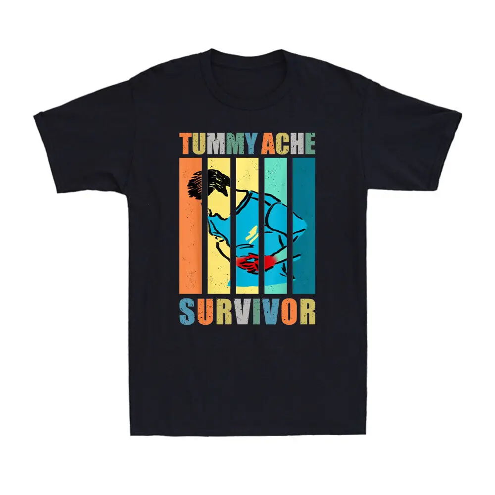 Tummy Ache Survivor Classic Funny Sarcastic Saying Quote Vintage Men's T-ShirtSummer luxury retro