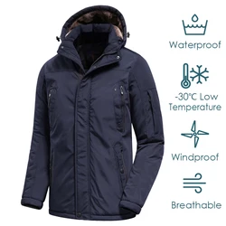 Mannen Winter Nieuwe Casual Lange Dikke Warme Fleece Muts Waterdichte Parka Jas Jas Mannen Uitloper Outdoor Fashion Pockets Parka Mannelijke