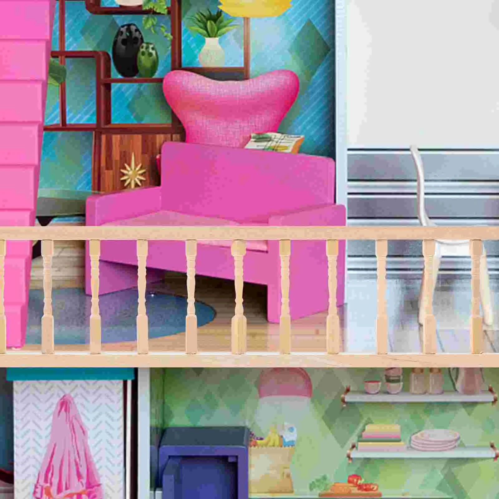 

30 5x75cm Miniature Handrail DIY House Wooden Fence Decorate 1/12 Furniture